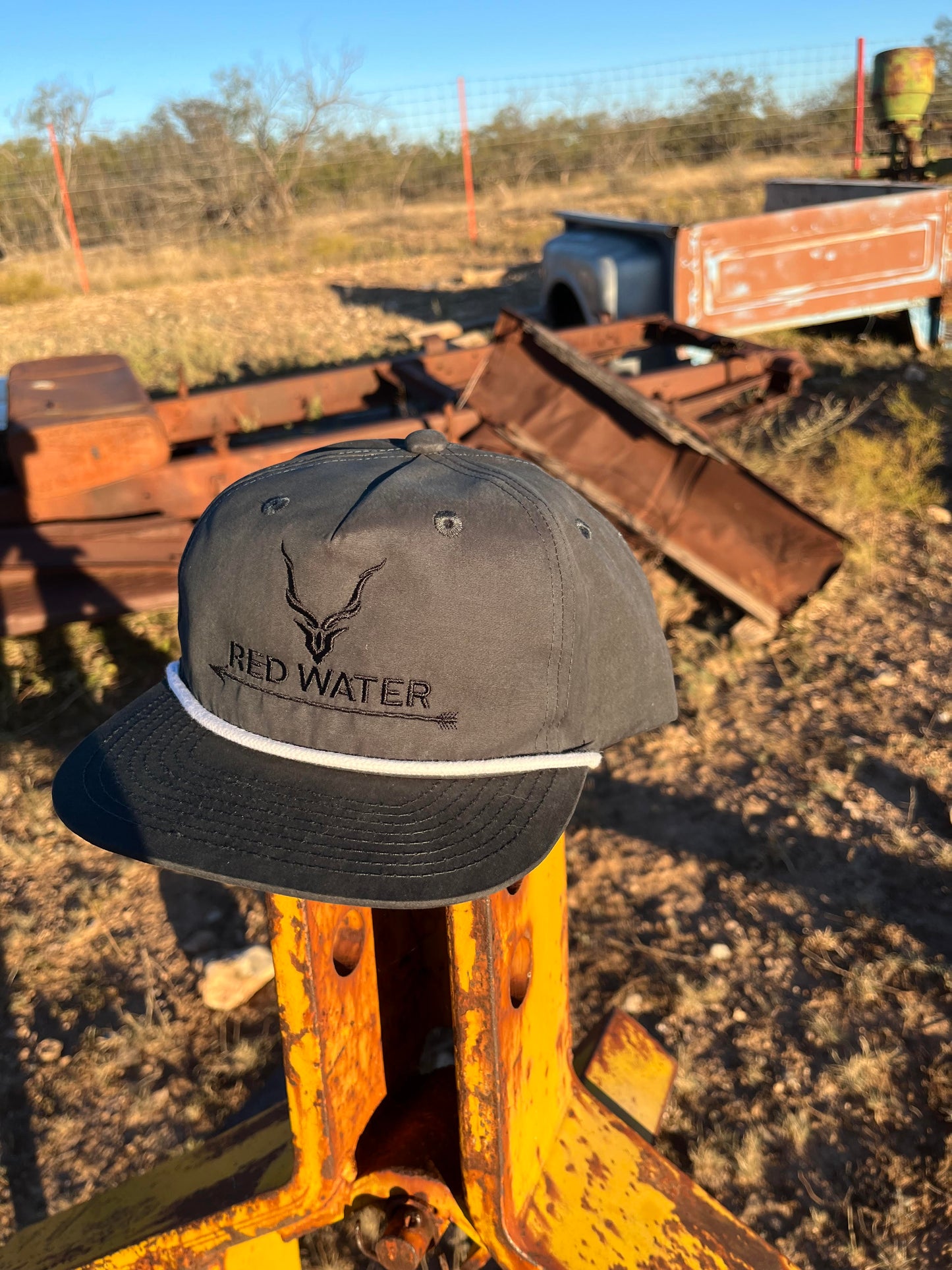 Charcoal/White Rope Hat Black Logo